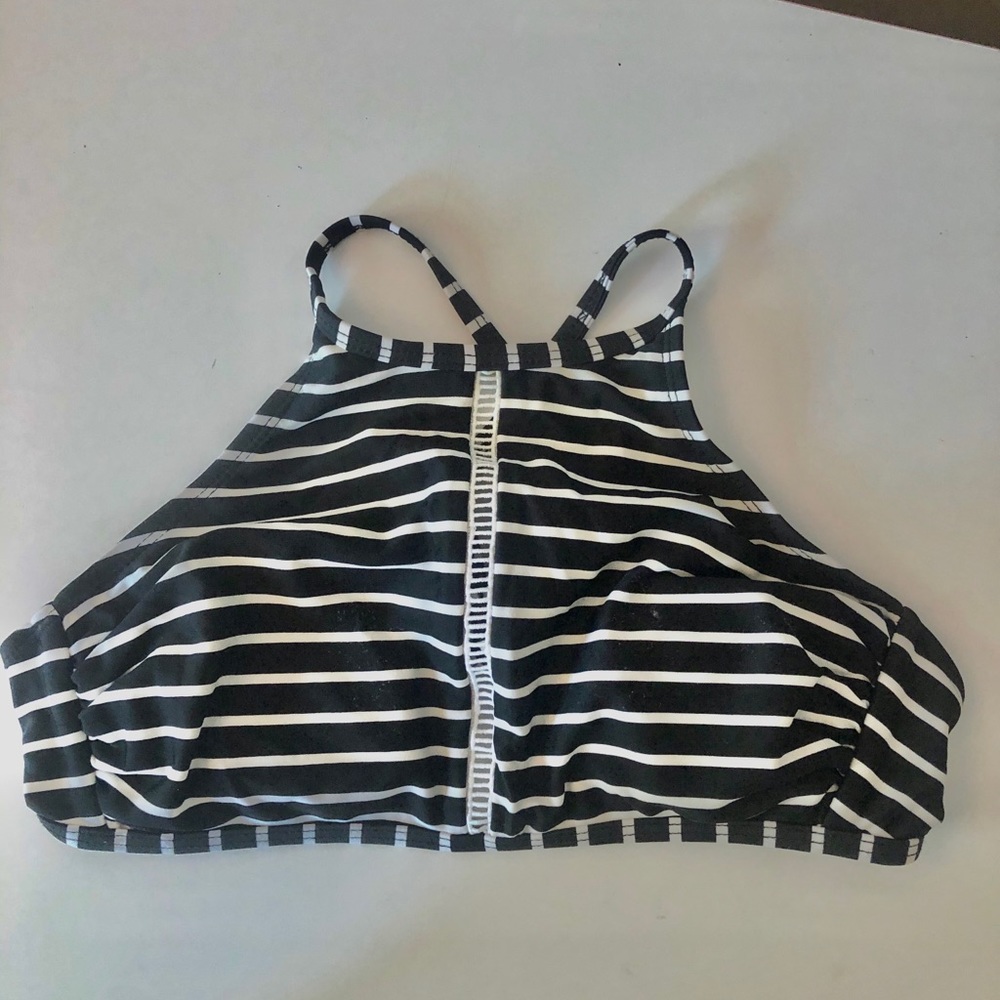 Black and white halter top bikini